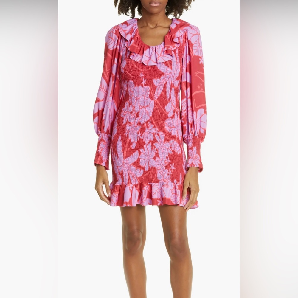 FARM Rio NWT Living Nature Smocked Long Sleeve Dress